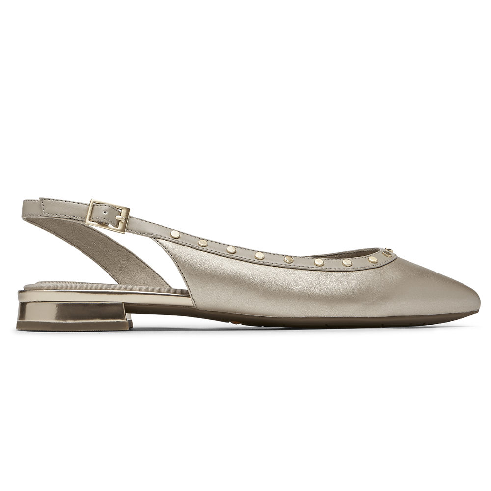 Rockport Womens Slingback Grey - Total Motion Zuly Studded - UK 859-WZKSVM